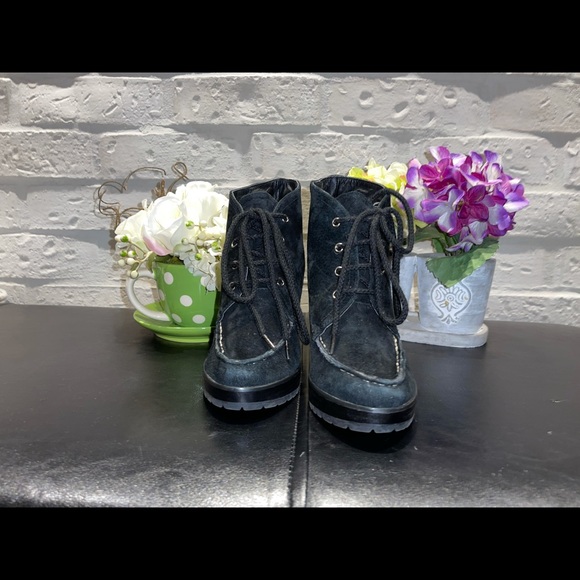 Envy Heeled Black Suede Tie Up Ankle Boots - Picture 7 of 16